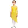 Complete Competition Lyrical Costume for Girls: Features Asymmetrical Design, Mock Neck, Mesh & Rhinestone Details