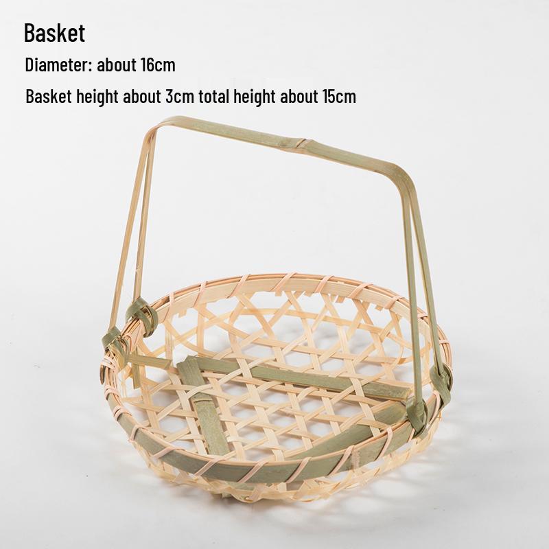 Handmade Bamboo Weaving Sieve Basket Storage and Snack Plate Set
