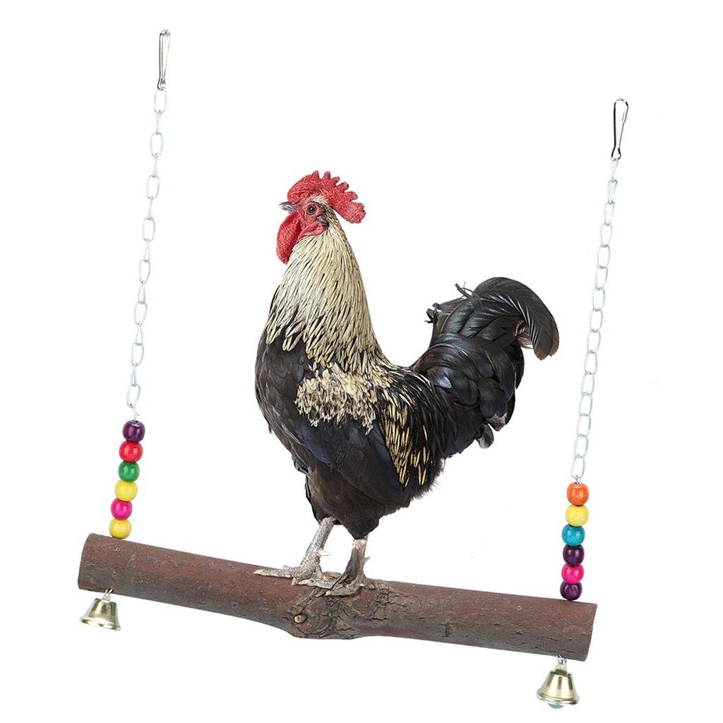 Natural Wood Handmade Pet Chicken Cage Hanging Swing Toy For Hens Cock Macaw Chew Training Toys SuppliesChicken Swing
