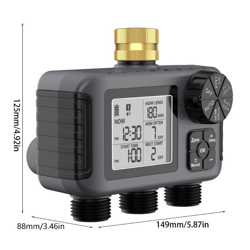 Automatic Garden Watering System Double Hose Timer Intelligent Irrigation Device Large LED Display ABS Material Outdoor Plant Care