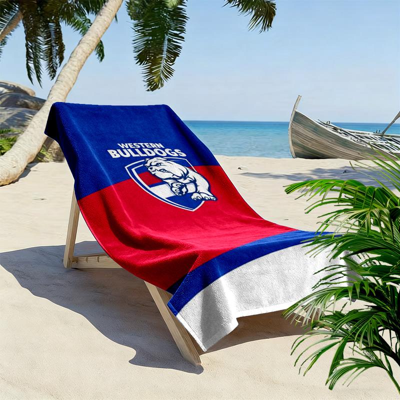Western Bulldogs Print Beach Towel, Large Soft Quick Dry Towel for Beach Camping Swimming