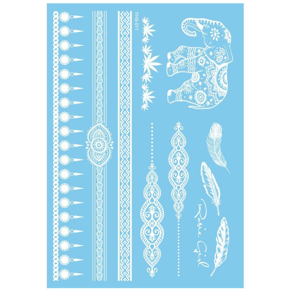 Waterproof White Tattoo Stickers Long-lasting Lace Flower Temporary Tattoo Stickers Ethnic Style Butterfly Tattoo Stickers Party