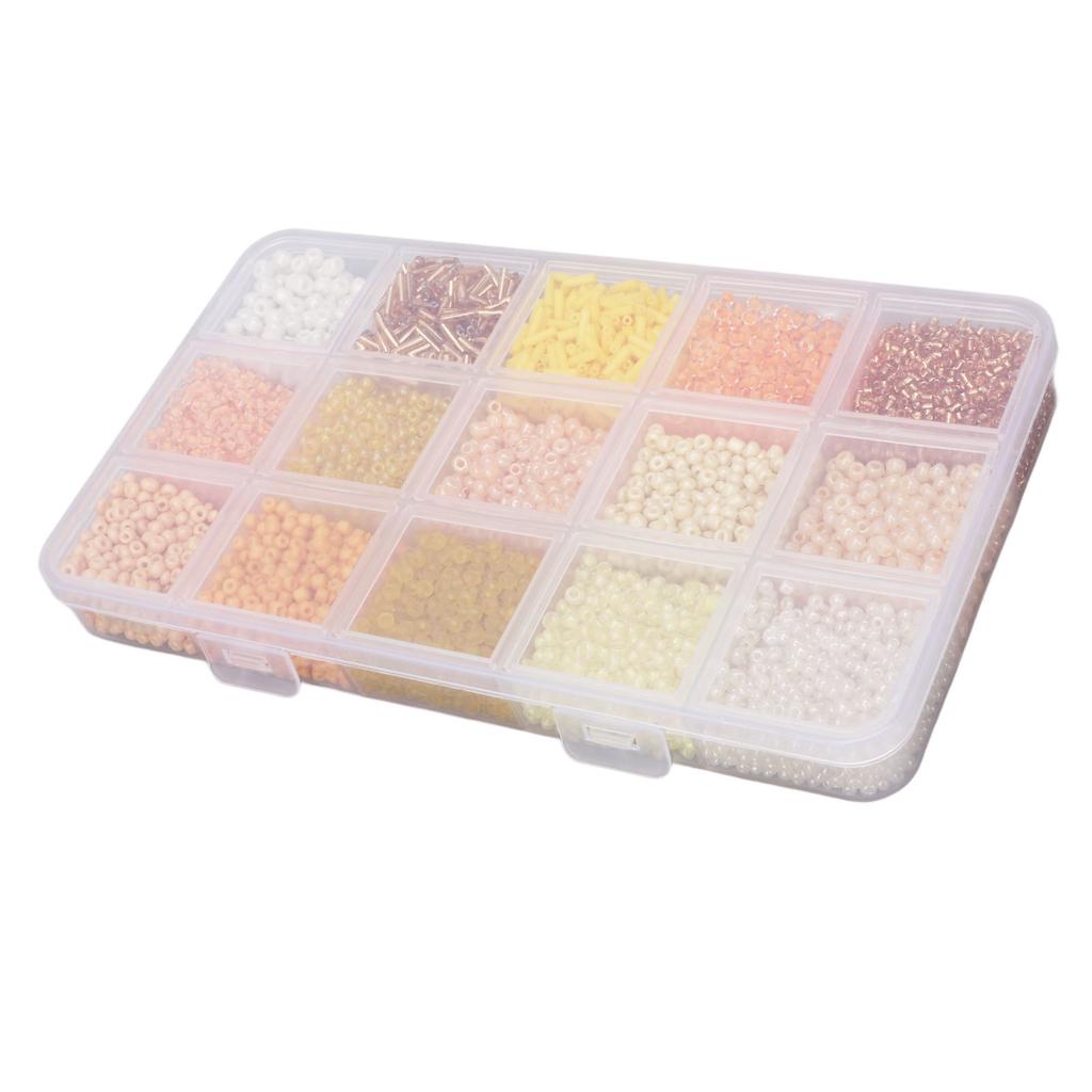 Glass Seed Beads 15 Compartments Sorted Storage Plastic Box Packaging Jewelry Making Beads for DIY Handicraft Projects