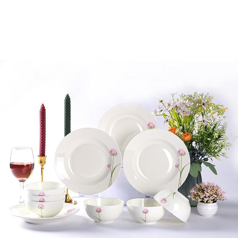 Purple Dandelion Bone China 10-Piece Dinnerware Set