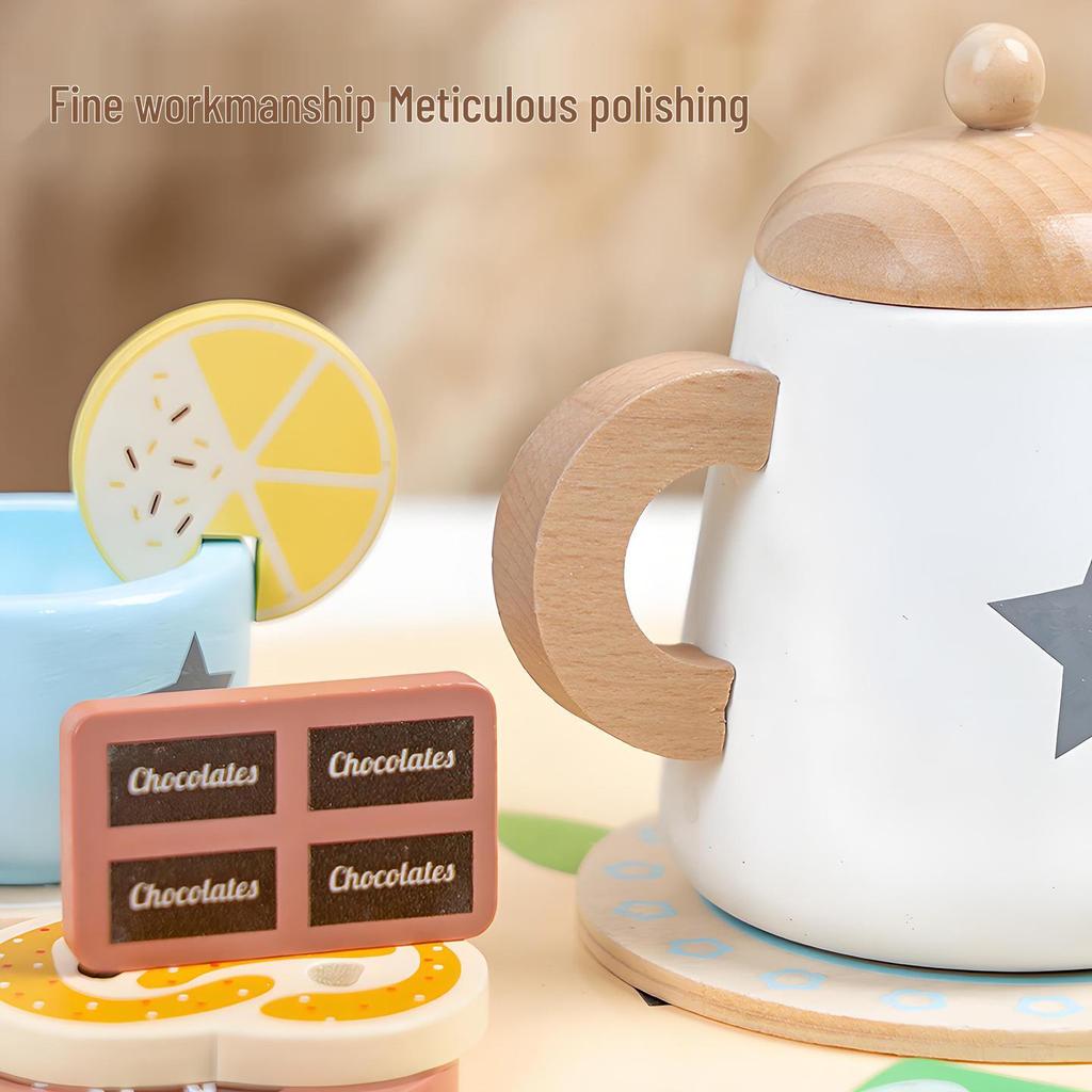 Children's Wooden Mini Tea Set for Pretend Play, Educational Toy for Girls, Ages 3-6.