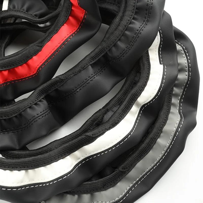 Elastic Stretch Steering Wheel Cover Without Inner Ring Fits 14.5-15in Steering Wheels, Wear-resistant Leather, Easy Carry