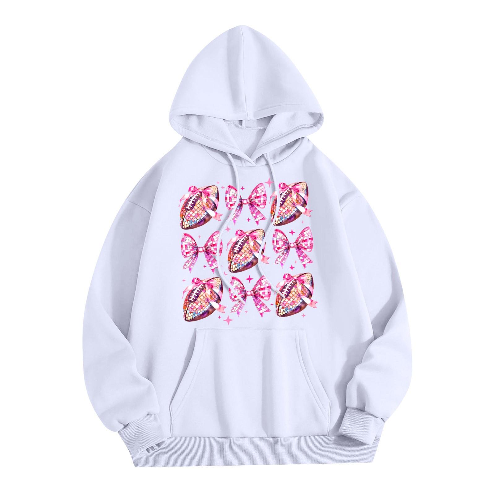 

Женская модная легкая толстовка с длинными рукавами и карманами с принтом регби XXXL белый