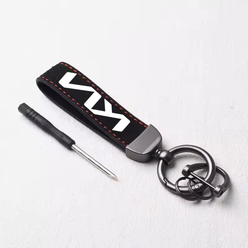 Car Logo Keychain Suede Keyring Pendant Leather Key Chain For Kia Morning Picanto XCeed Soul Cerato Venga Cadenza K9 Seltos Tell kxnhz00