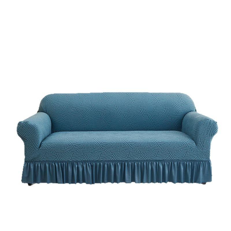Capa de Sofá Jacquard Espessa All-Inclusive com Saia Elástica, Capa de Sofá Simples Universal para Quatro Estações Antiderrapante