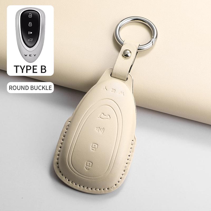 PU Leather Car Smart Remote Key Cover Case For WEY Blue Mountain Highland Mocha Latte DHT-PHEV Key Protecter Shell Accessories