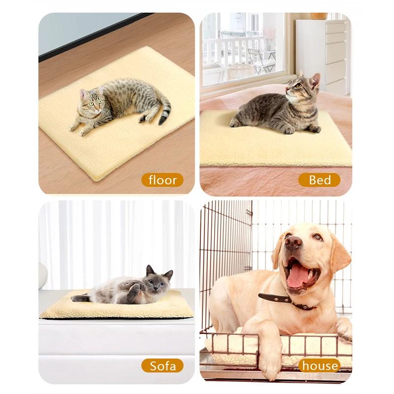Selbstheizende Haustier-Pads, Decke, Welpen-Pad, warme Kissenmatte für Katzen, Hunde, waschbare Haustiere mit thermischem Körperwärme-reflektierendem Kern-Pad