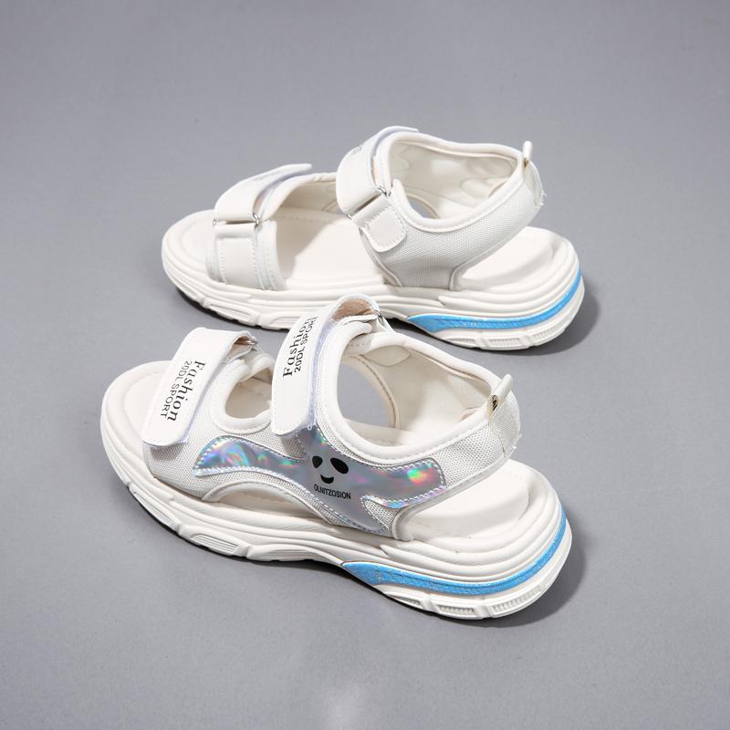 Taoffen Sommerliche Freizeitsandalen für Damen Atmungsaktive Canvas Klettverschluss Zehenfrei Sandalen Leicht Weich Pendeln Dicke Sohle Damenschuhe