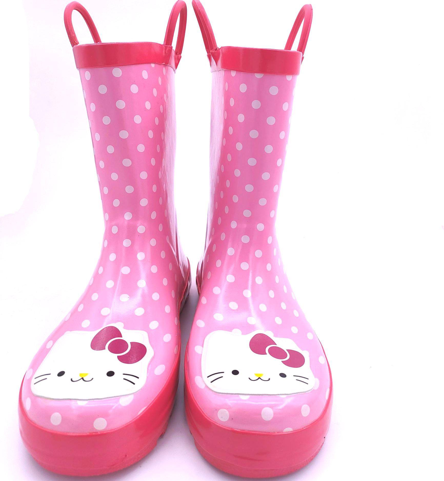 

Детские резиновые сапоги средней высоты розовые черные граффити для мальчиков и девочек резиновые водонепроницаемые сапоги 36