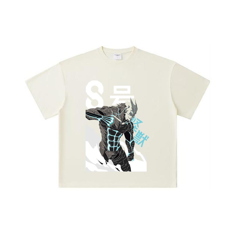 260 GSM Double Yarn 32 Count 100% Cotton Kaiju No 8 V6 Kafka Print Unisex Heavy Cotton T Shirt