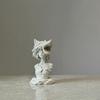 3D Printed Dark Wolf Girl Bust Sculpture, Wolf Head Design Compact Desktop Ornament for Study Esports Room Unique Gift Decor