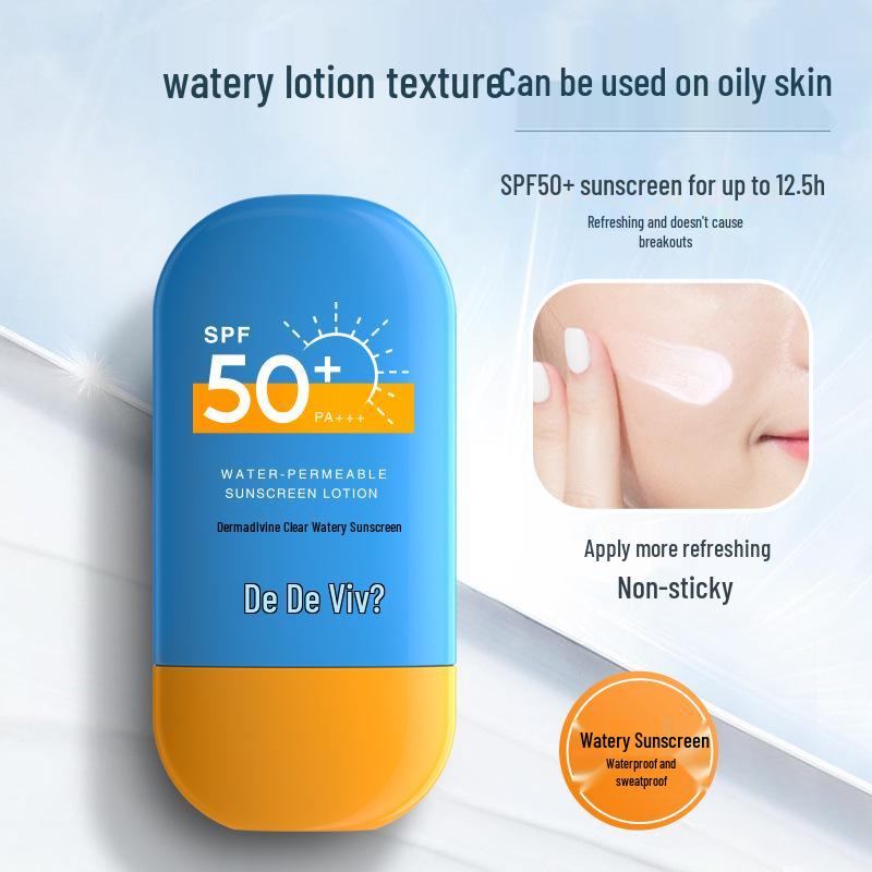 Dede Weifu Clear Watery SPF50+ Sunscreen - High Protection, Non-Greasy, Long-Lasting.