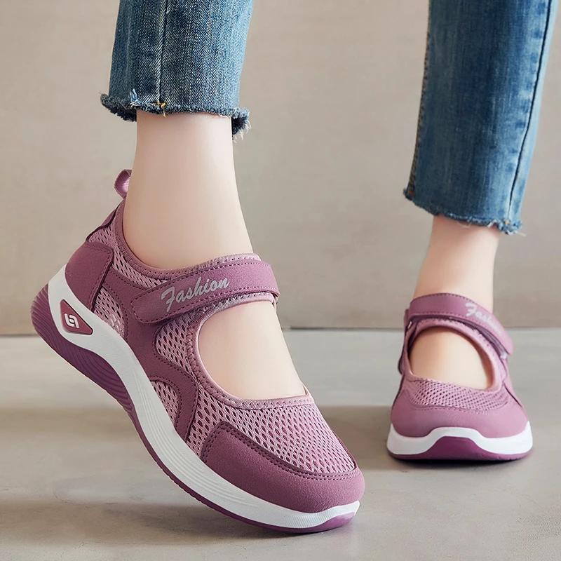 2025 Women's sneaker Slide-in Velcro Lightweight Breathable Non-slip Soft Bottom Walking Running Tennis Women's Casual sneaker