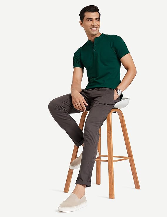 Men's Cotton Rich Polo T Shirt | Mandarin Collar Tshirts | Half Sleeves | Plain - Regular Fit (Available In Plus Sizes)