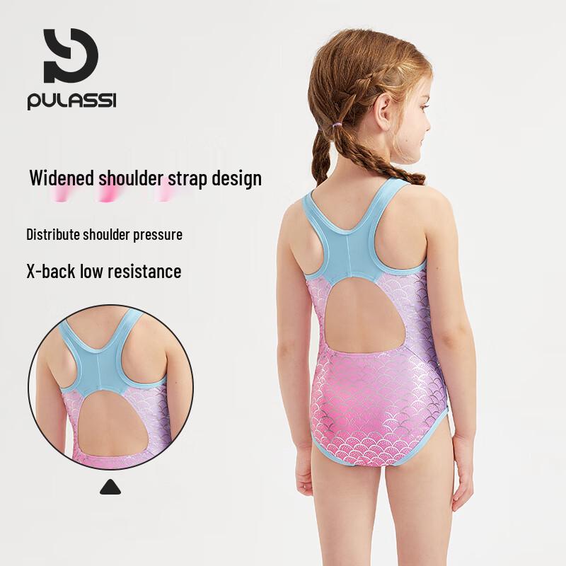 PULASSI Mädchen Meerjungfrau Einteiler Trainingsbadeanzug