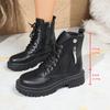 Martin Boots Women's New Autumn and Winter British Style Short Boots Women's Platform Locomotive Boots Large Size Lace-up Boots