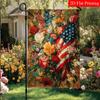 2D Flat, 2D Flat July 4th Memorial Day Flower Stripe Welcome Garden Flag_3 (2)- Outdoor Garden Flag Double-sided Home Decoration Courtyard Decoration