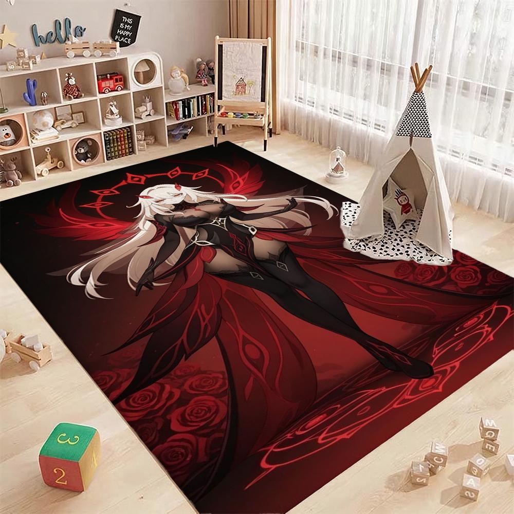 Dark Gothic Anime Girl Indoor Rug Soft Texture Nonslip Carpet For Kids Bedroom Play Area Home Party Decor Valentine'S Day Gift