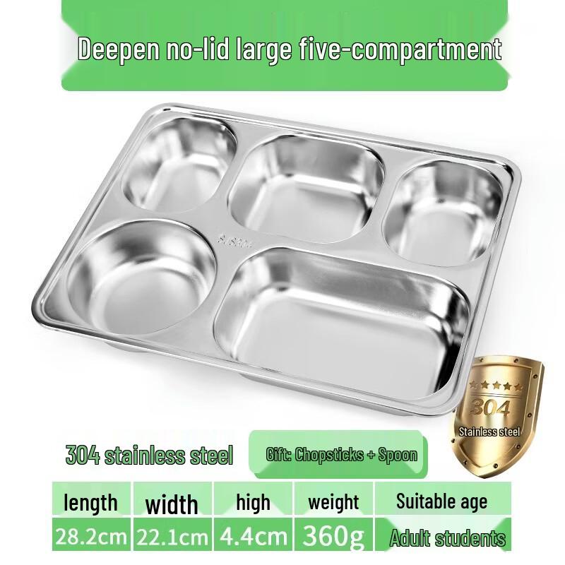 304 Stainless Steel 5-Compartment Lunch Box