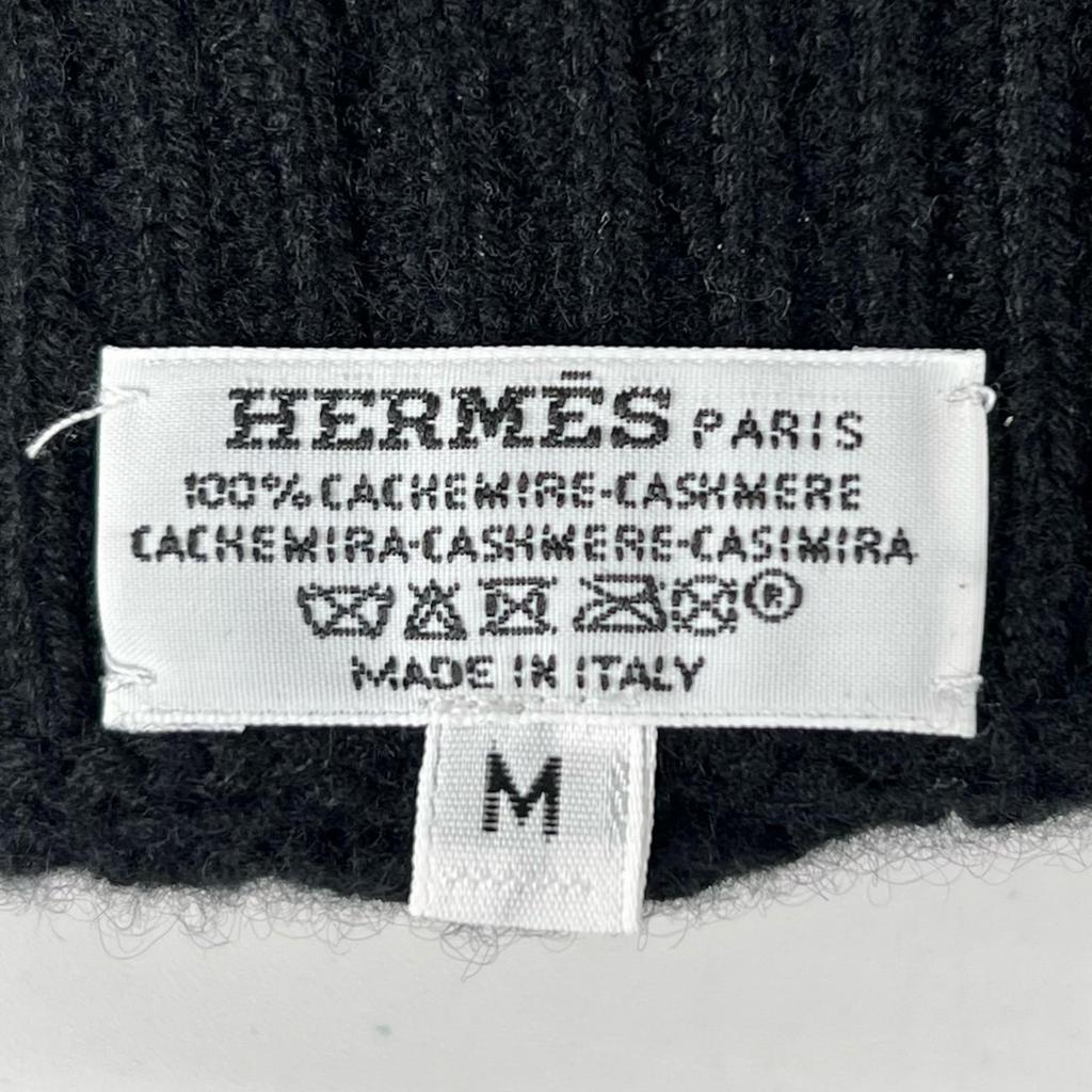 Excellent HERMES gloves H pattern knitting black cashmere mens M Used