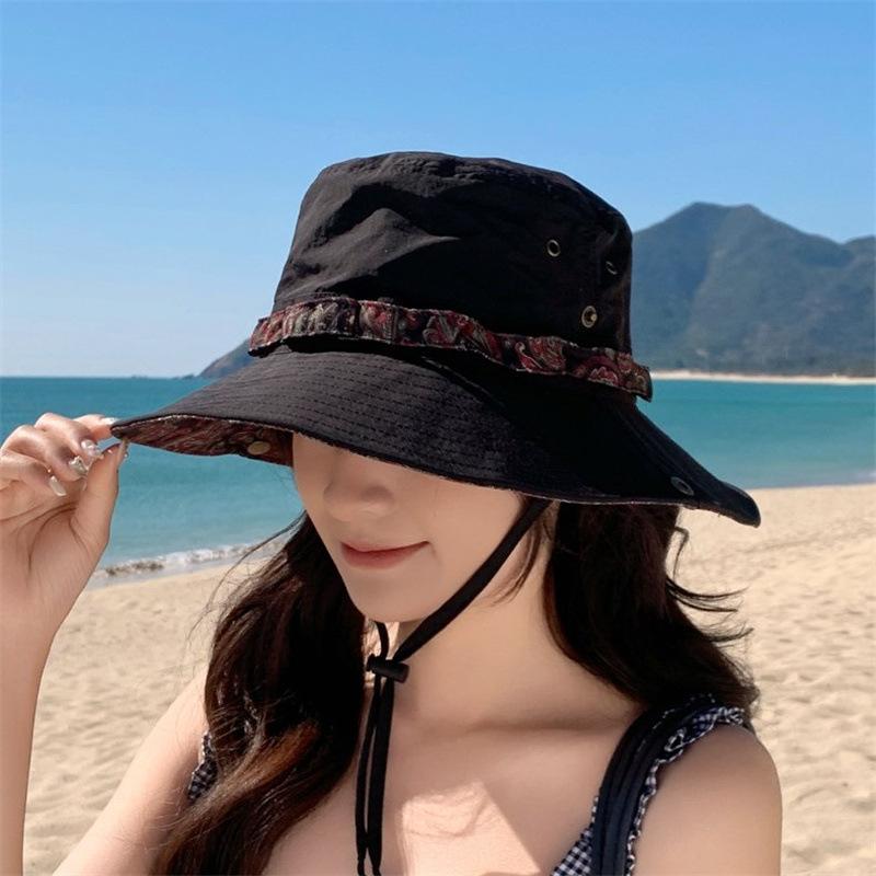 Ethnic Style Western Cowboy Hat Fisherman Hat Men's and Women's Summer Sun Protection Visor Hat UV Protection Mountaineering Hat