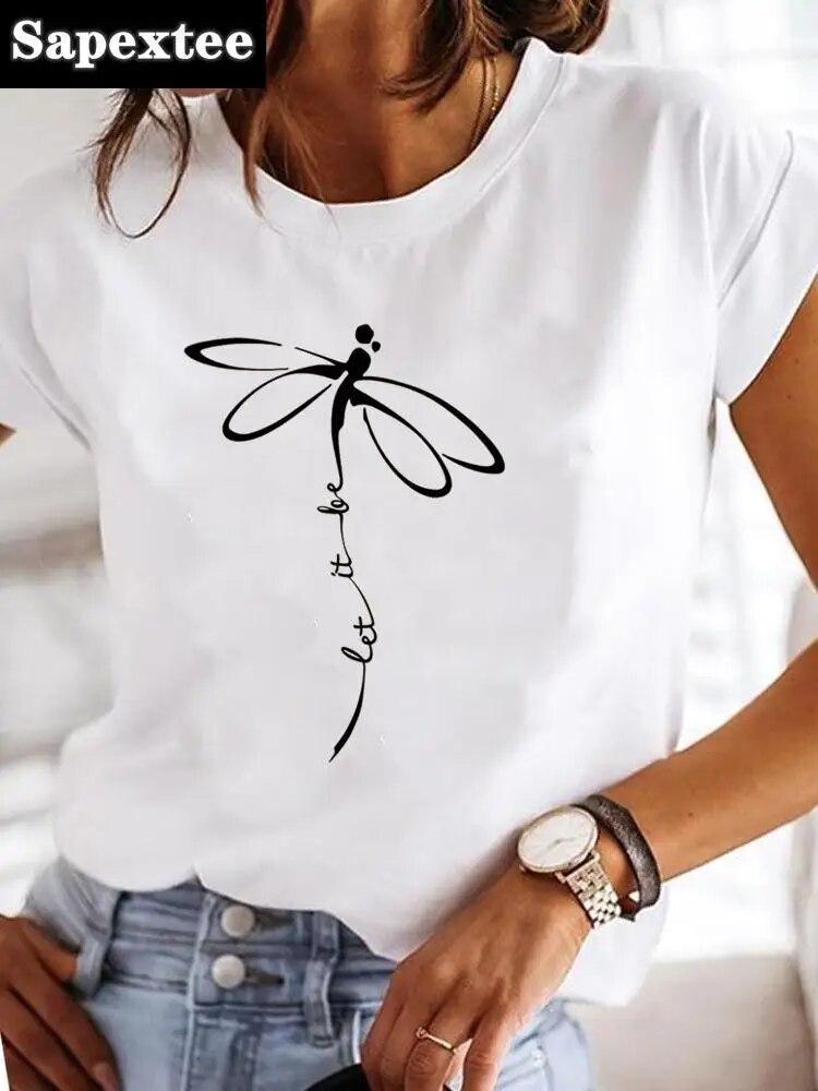 Clothes Ladies Summer T Clothing Print Fashion Casual T-shirts Letter 90s Trend Cute Short Sleeve Women FeUnisex Graphic Tee