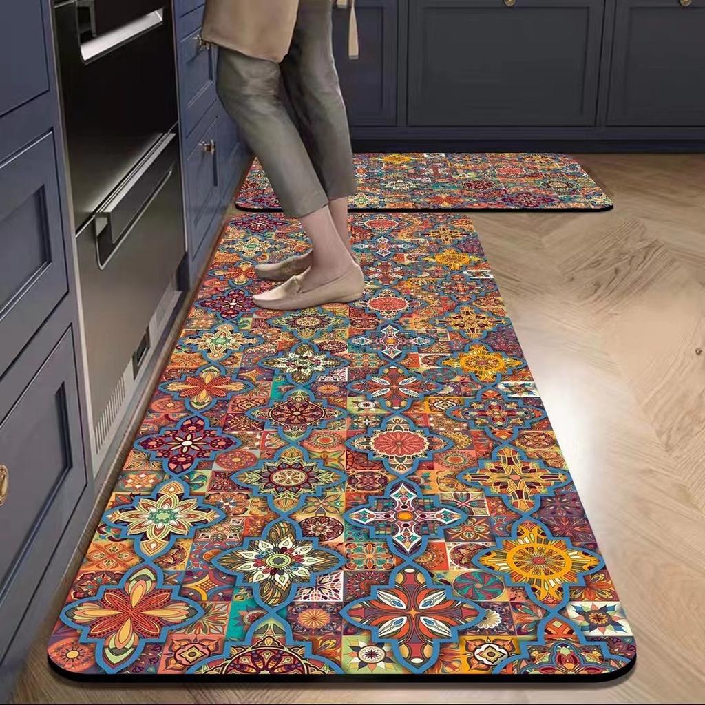 American Retro Kitchen Mat, Soft and Non-slip Entrance Door Mat, Corridor and Laundry Room Carpet, Home Decoration