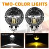 4-Inch Yellow & White 50W LED Dual Color Motorcycle/Car/Fog Headlight