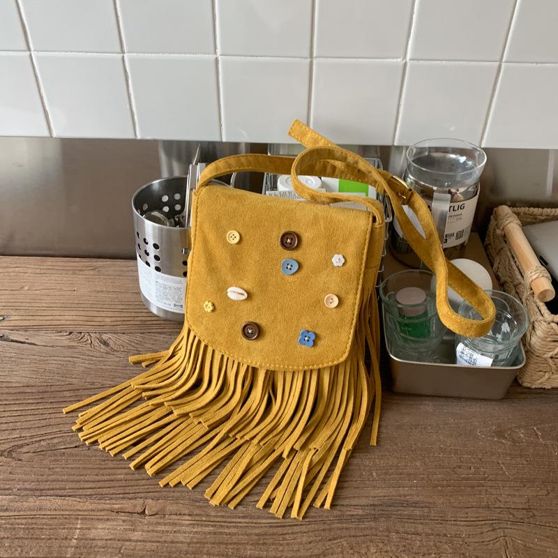 Retro Quastentasche Damen Herbst und Winter neue Mode Wildleder Handy Tasche vielseitige Umhänge kleine quadratische Tasche