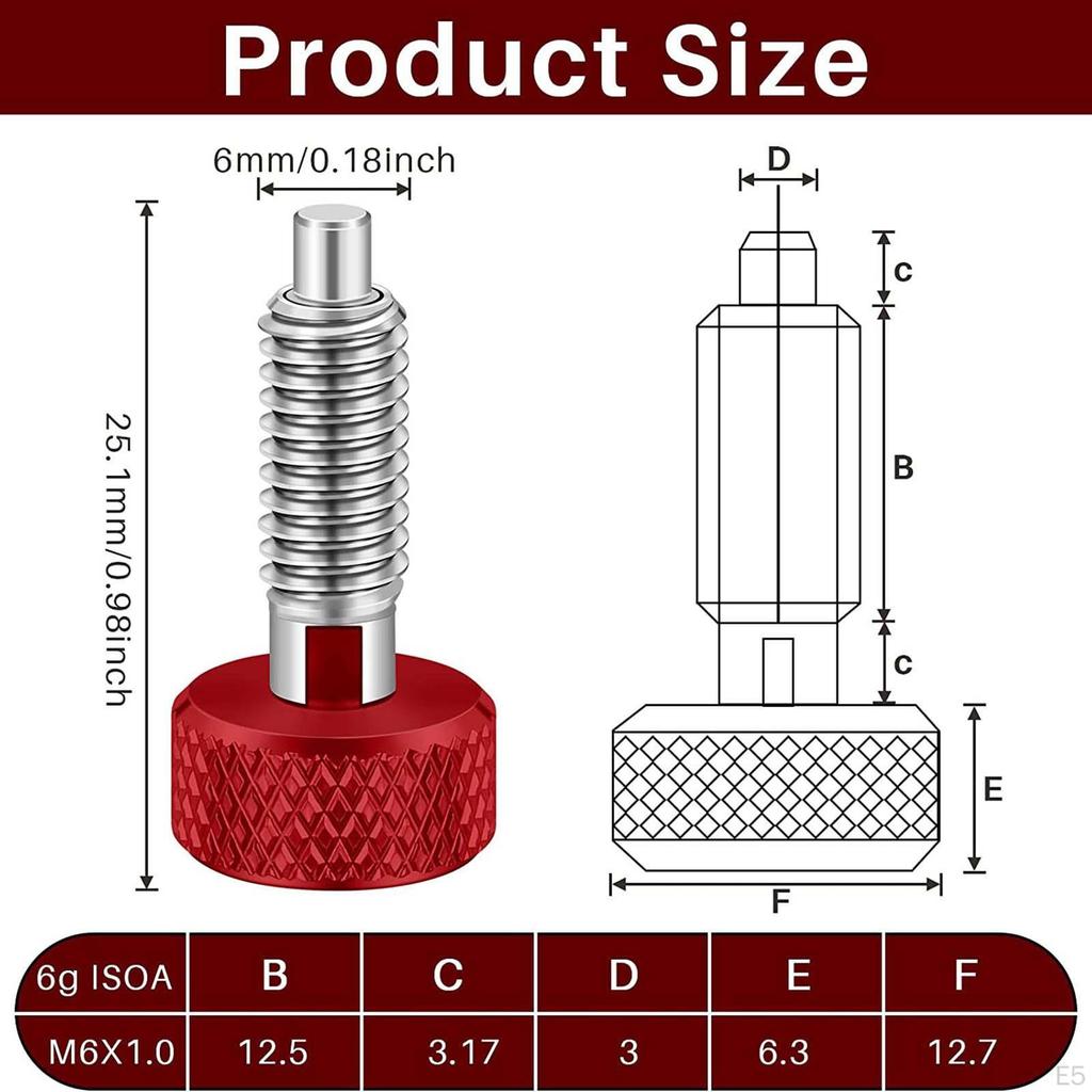 Hand Retractable Spring Plunger with Knurled Handle Release Pins, Compact M6 Quick
