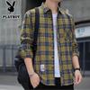 PLAYBOY Men's Plaid Long-Sleeve Casual Shirt
