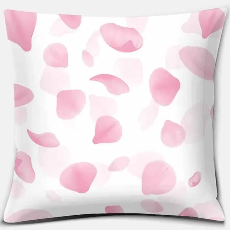 Home Decor Pink Printed Square Polyester Pillowcase Car Sofa Cushion Cover For Bedroom Living Room Sofa X