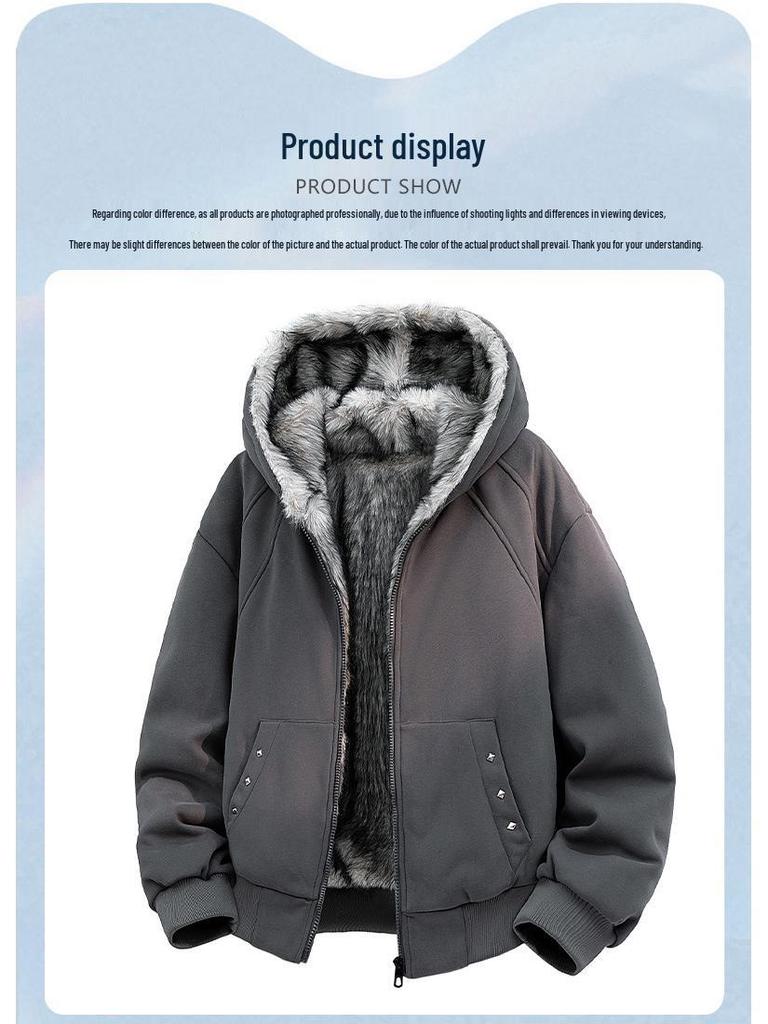 2025 Men's Trendy Lightweight Winter Jacket: Velvet-Lined, Thick, Warm, Fashionable, Loose-Fit Outerwear