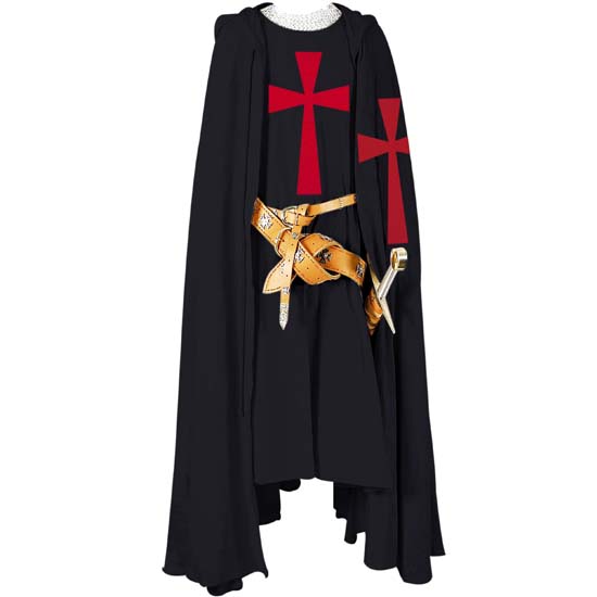 

Средневековая накидка ручной работы рыцарь-крестоносец туника тамплиер костюм на Хэллоуин шапка с капюшоном плащ воин эпохи Возрождения наряд косплей топ S чёрный