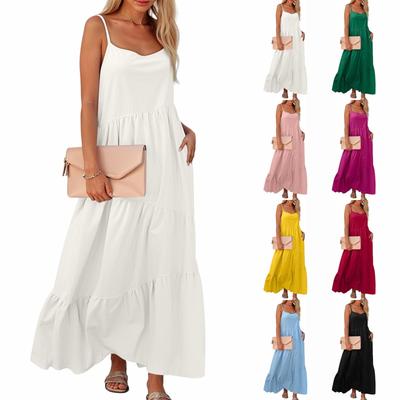 Γυναικείο Μονόχρωμο Μποέμ Κάθημερινό Φόρεμα Παραλίας Πλισέ Ακανόνιστο Φόρεμα Παραλίας Μακρύ Φόρεμα