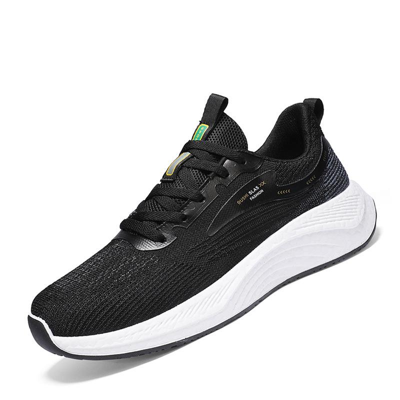 2024 spring and summer new retro versatile black low-top casual shoes running sports breathable fly-woven shoes men's shoes