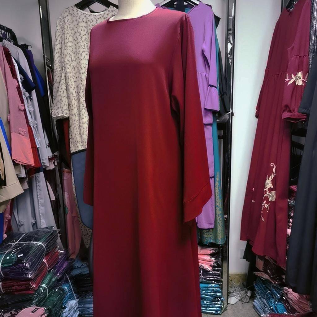 Modisches Muslimisches Kleid mit Langen Ärmeln Einfarbig Elegante Modest Wear Kleidung für Damen Schnürung Türkei Kaftan Eid Roben