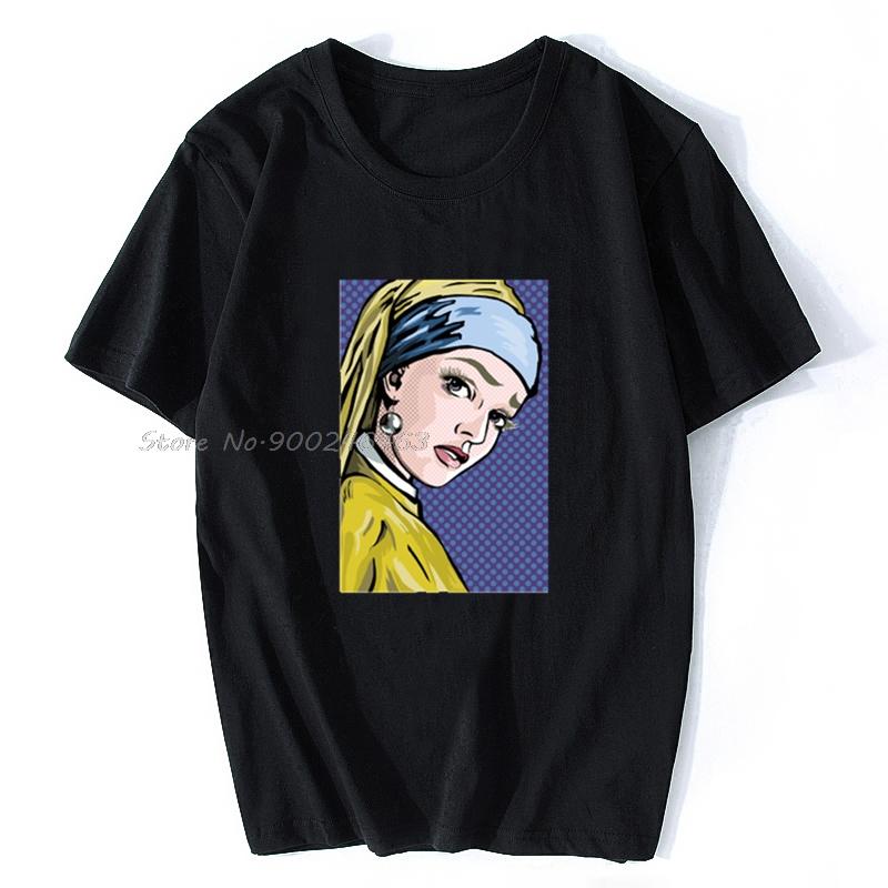 

Unisex tshirt Lichtenstein Girl With A Pearl Earring Tshirt Women T Shirt Unisex Cotton Tees Tops Hip Hop Harajuku Streetwear 4XL