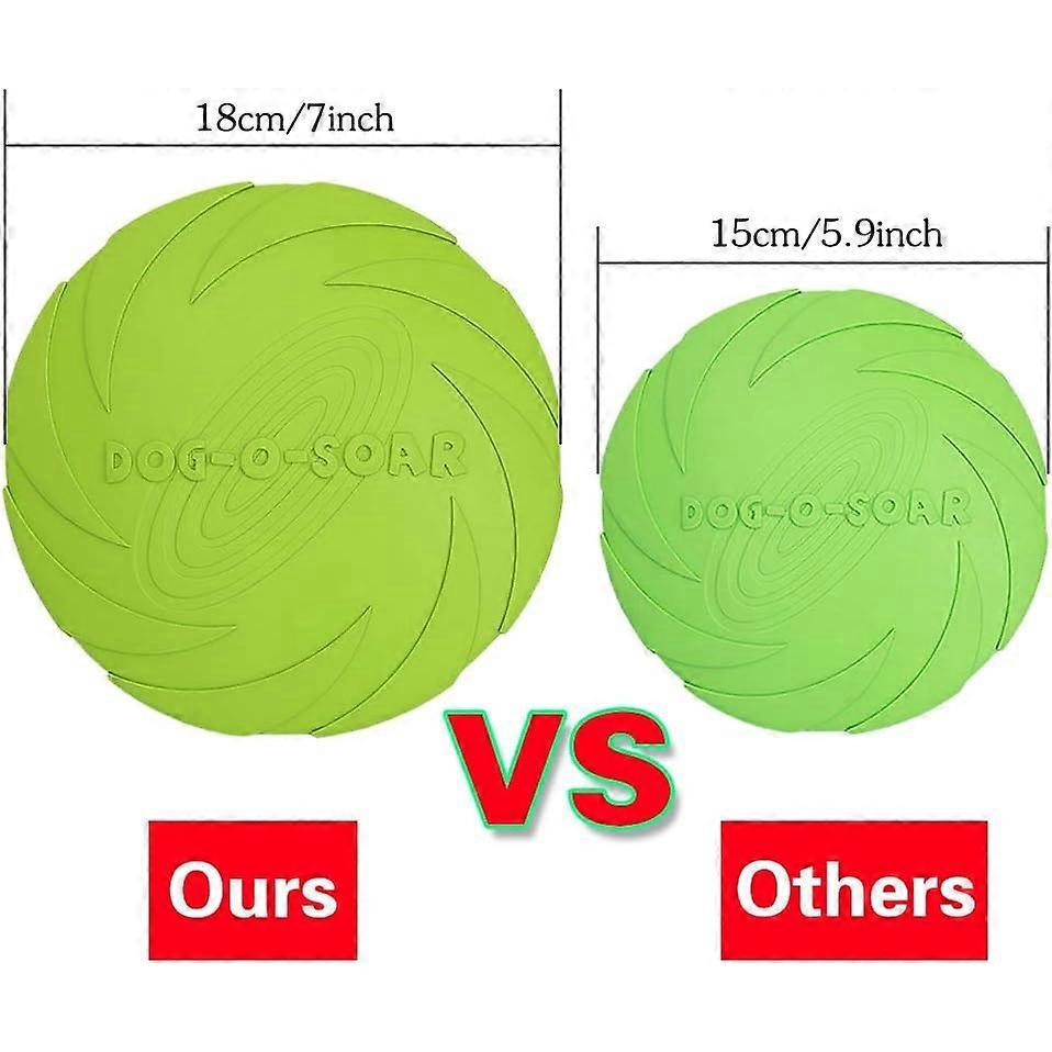 TTMA Dog Flying Disc, 2 Pack 7 Inch Natural Rubber Floating Flying Saucer Dog  for Both Land and Water (Green + Orange)