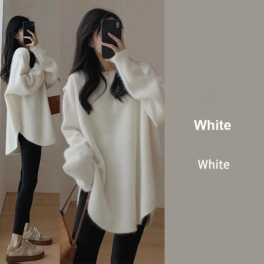 Pink Crewneck Sweater Women's New Fall Outfit Korean Style Atmosphere Aesthetic Top