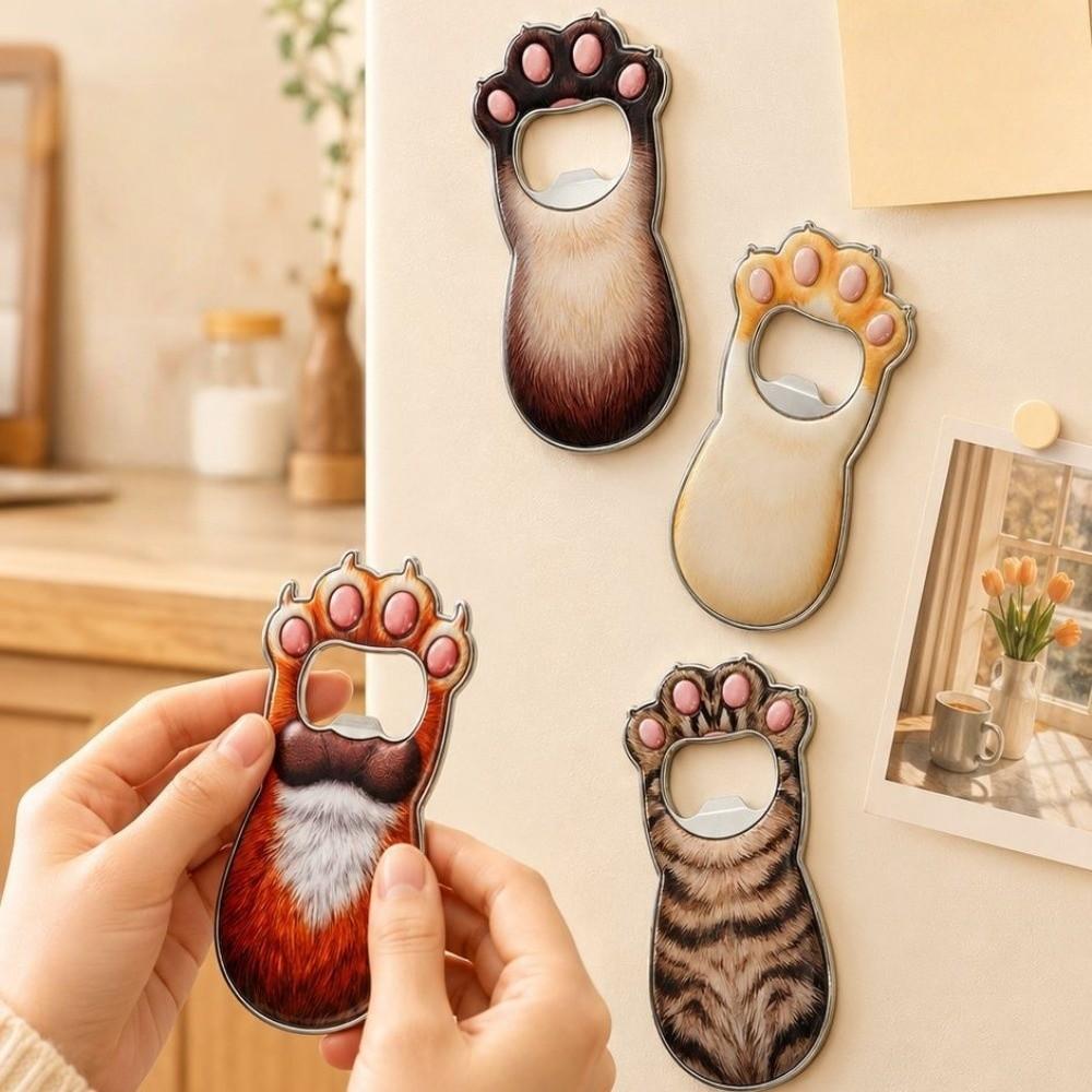 Creative Cat Paw Bottle Opener Zinc Zinc Zinc Alloy Magnetic Cap Remover Kitty Fridge Magnet Kitchen