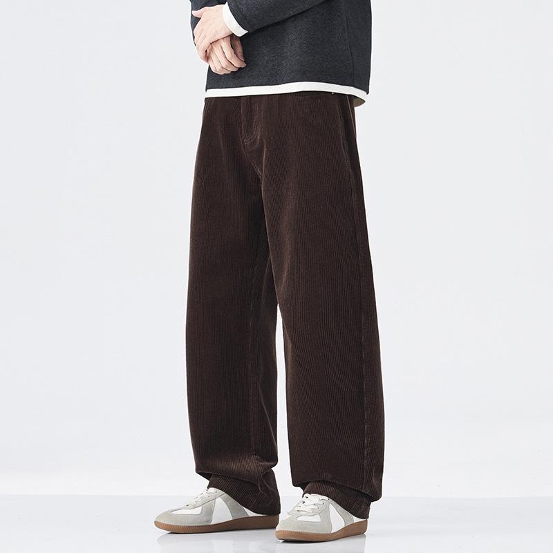 Autumn and winter new heavy corduroy casual pants men's loose and comfortable straight wide-leg trousers men