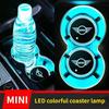 2pcs Car Led Light Cup Coaster Mat Drinks For f333 Cooper JCW F54 F55 F56 R54 R55 R56 Clubman Countryman Seven-tone LED Luminous 333f