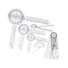 6pcs PVC Material 360° Goniometer Set Transparent Clear Angle Ruler Set  Physical Measurement