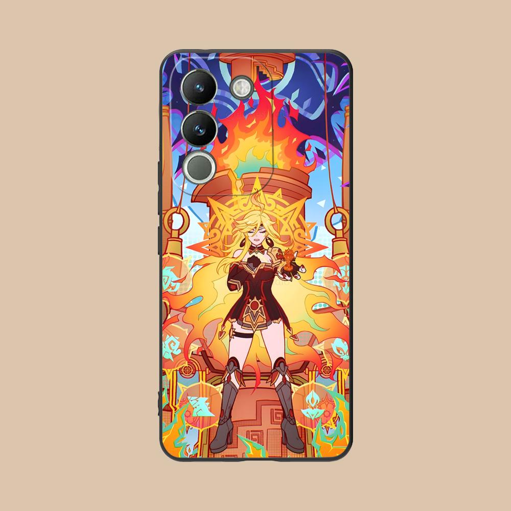 Game GI Mavuika Matte TPU Mobile Phone Case for VIVO Y77 76 75 74 73 72 58 56 55 51 50 38 36 Y19 Y18 Y03 Y01 5G Colorful Cover