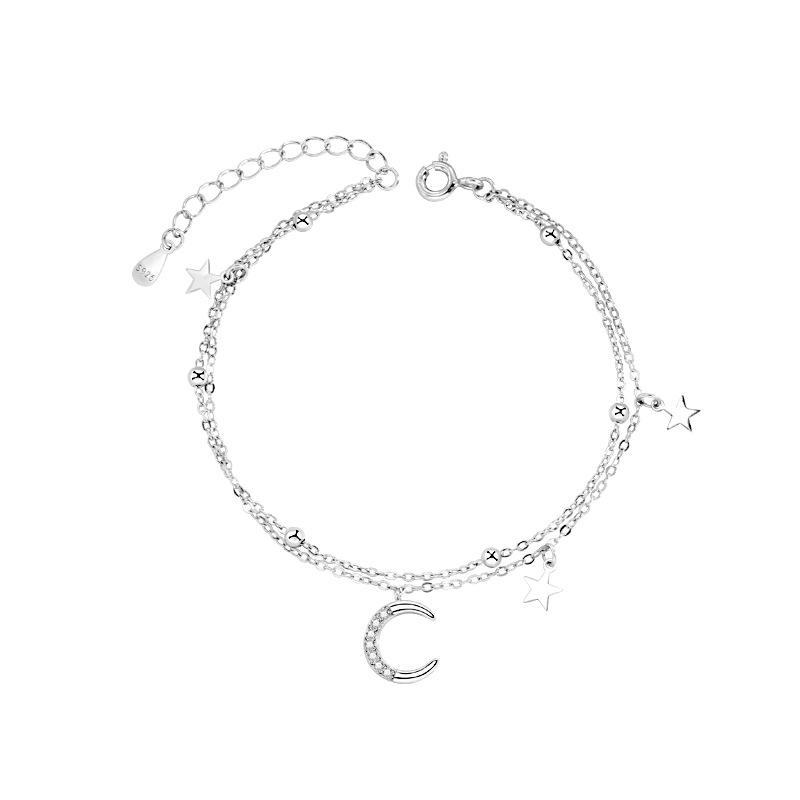 Star and Moon Bracelet for Women, Niche Fresh and High-end Design Sense Ins Wind Double-layer Star Bracelet Jewelry for Women